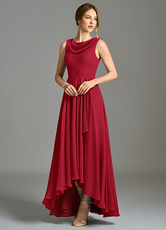 Azazie Wonderland Vestidos de damas de honor Vestido de Escarlata de Gasa de Corte en A con Plisado image3