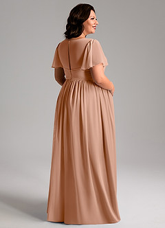 Azazie Verna Maternity Bridesmaid Dresses A-Line V-Neck Ruched Chiffon Floor-Length Dress image8
