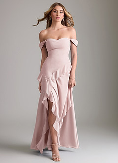 Azazie Sloane Bridesmaid Dresses Blushing Pink A-Line Sweetheart Neckline Chiffon Dress image5