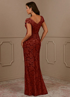 Azazie Roya Mère de la mariée Robes Robe Sirène en Blumen-Burnout Rayé Terracotta image3