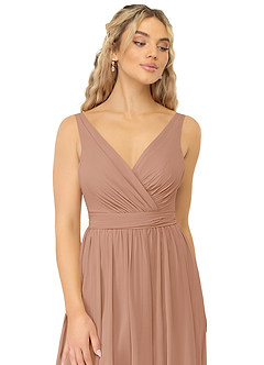 Azazie Kora Brautjungfernkleider A-Linie Plissee Chiffon Kleid Champagner Rosa image6
