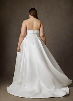 Azazie Junessa Suknie ślubne Linia A Bez ramiączek Satyna Pociąg Kapliczny Sukienka image10