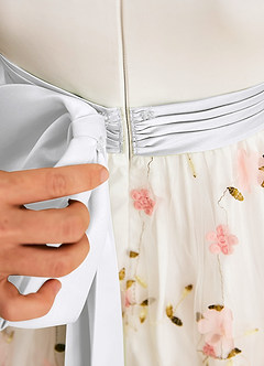 Azazie Pollie Flower Girl Dresses Blushing Pink White A-Line Bow Tulle Dress image7