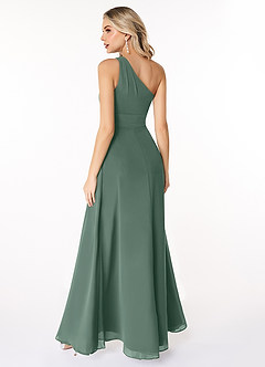 Azazie Dallas Bridesmaid Dresses Sea Moss A-Line One Shoulder Chiffon Dress image2