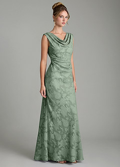 Azazie Kieryn Bridesmaid Dresses Matcha Mermaid Pleated Floral Burnout Dress image4