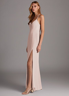 Azazie Manila Final Sale Rose Petal Sheath V-Neck Chiffon Dress image4