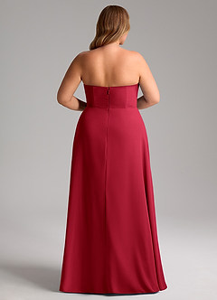 Azazie Wren Bridesmaid Dresses Scarlet A-Line Side Slit Chiffon Convertible Dress image15
