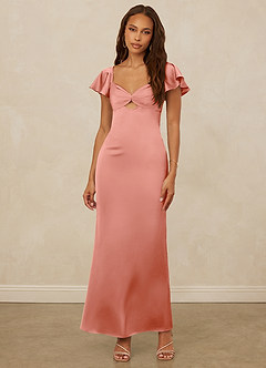 Christian Siriano Bridal for Azazie 1005 Bridesmaid Dresses Coral Sheath Sweetheart Neckline Stretch Satin Dress image4