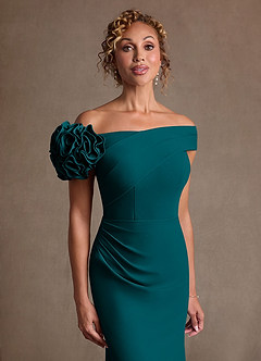Azazie Gwynne Mother of the Bride Dresses Peacock Mermaid Off the Shoulder Stretch Crepe Dress image6