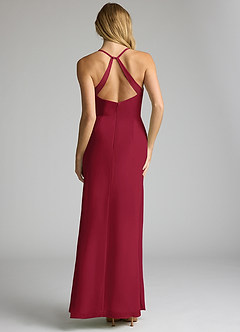 Azazie Becca Bridesmaid Dresses Burgundy Sheath V-Neck Chiffon Dress image5