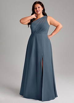 Azazie Phaedra Bridesmaid Dresses Neptune A-Line One Shoulder Chiffon Dress image13