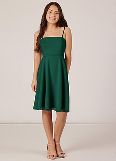 Azazie Kalie Junior Emerald A-Line with Belt Chiffon Dress image1
