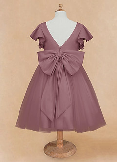 Azazie Kaeya Flower Girl Dresses Vintage Mauve A-Line Bow Tulle Dress image6