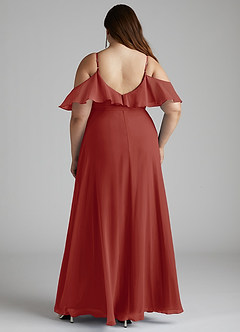 Azazie Vianna Bridesmaid Dresses Terracotta A-Line V-neck Ruched Chiffon Dress image7