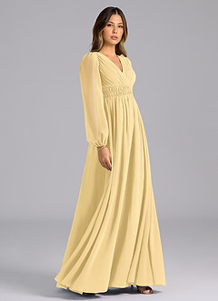 Azazie Palerma Bridesmaid Dresses Butter A-Line Long Sleeve Chiffon Dress image5