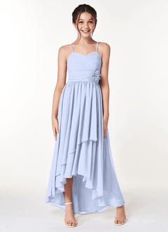 Azazie Catalina Junior Ice A-Line Ruched Chiffon Dress image4