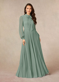 Azazie Adellah Mother of the Bride Dresses Silver Sage A-Line Pleated Chiffon Dress image1