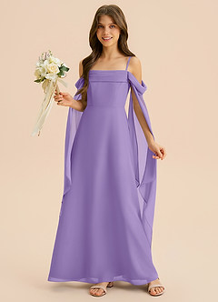 Azazie Moana Junior Linia A Pofałdowany Szyfon Długość podłogi Młodsza druhna Sukienka image4