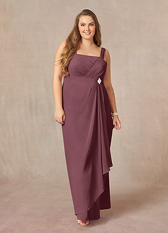 Azazie Weisz Mother of the Bride Dresses Sangria A-Line Square Neckline Pleated Chiffon Dress image10