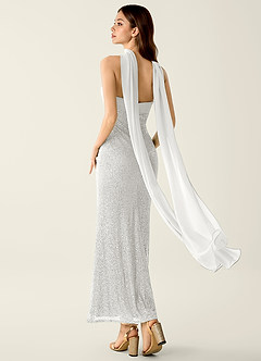 Celestina White Sequins Corset Mermaid Prom Dress image2