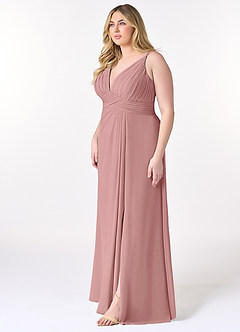 Azazie Maren Allure Abiti da Damigella Abito A-Line in Chiffon con Scollo a V in Pizzo Rosa Polverosa image8