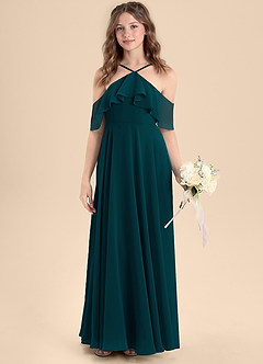 Azazie Tessabelle Junior Vestido de Pino de Gasa de Corte En A con Vestidos sin tirantes image4