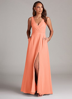 Azazie Nelly Bridesmaid Dresses Sunset A-Line Pleated Chiffon Dress image2