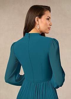 Azazie Adellah Mother of the Bride Dresses Ink Blue A-Line Pleated Chiffon Dress image4