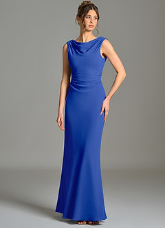 Azazie Kieryn Brautjungfernkleider Meerjungfrau-Linie Plissee Chiffon Kleid Königsblau image1