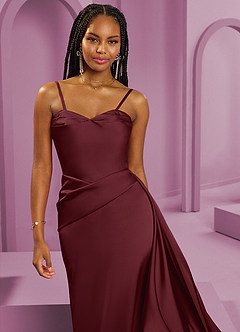 Barbie ♥ Azazie Bridesmaid Dresses Cabernet Sheath Strapless Stretch Satin Convertible Dress image4