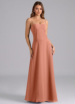 Azazie Valentine Jurken voor bruidsmeisjes Jurk van Chiffon met A-Lijn Korset Meer Gesneden image1