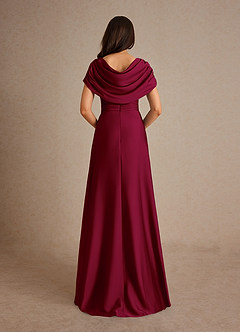 Azazie Branford Abiti per la Madre della Sposa Abito A-Line in Raso Elasticizzato Plissettato Borgogna image3