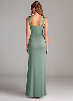 Azazie Denice Robes de demoiselle d'honneur Robe Fourreau en Satin extensible Plissée Sauge D'argent image4