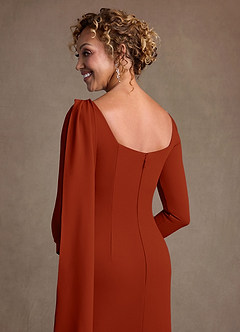 Azazie Merian Suknie dla Matki Panny Młodej Kolumna Pofałdowany Rozciągliwy Krep Długość do kolan Sukienka image6