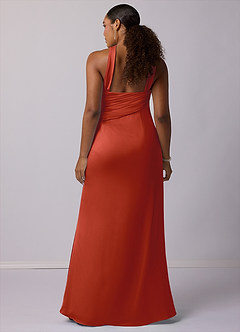 Barbie ♥ Azazie Bridesmaid Dresses Rust Mermaid One Shoulder Stretch Satin Dress image7