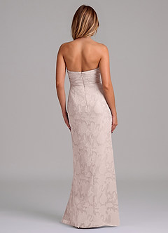 Azazie Jemma Bridesmaid Dresses Blushing Pink A-Line Pleated Floral Burnout Dress image6