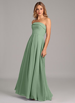 Azazie Lucienne 신부 들러리 드레스 A라인 스트랩리스 쉬폰 바닥 길이 드레스 image4