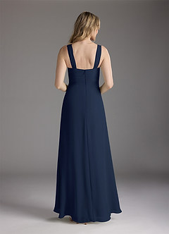 Azazie Weisz Mother of the Bride Dresses Dark Navy A-Line Square Neckline Pleated Chiffon Dress image6