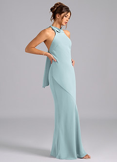 Azazie Velli Bridesmaid Dresses Mist Mermaid Bow Chiffon Dress image4