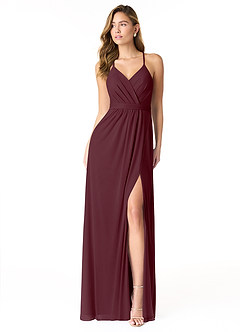 Azazie Luxy Final Sale Steel Blue A-Line Pleated Mesh Dress image1