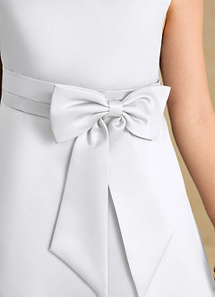 Azazie Eve Flower Girl Dresses White A-Line Pleated Matte Satin Dress image6