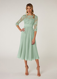 Azazie Tutu Mother of the Bride Dresses Agave A-Line Boatneck Lace Chiffon Dress image1