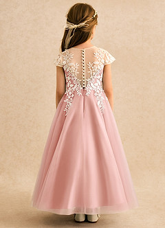 Azazie Dandelion Blumenmädchenkleider Ballkleid Spitze Kleid Rosettenrosa image5