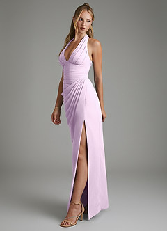 Azazie Tina Bridesmaid Dresses Frosted Lilac Mermaid Corset Chiffon Dress image5