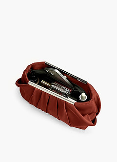 front Pochette plissettata in raso elasticizzato in tinta