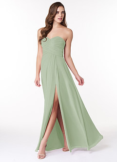 Azazie Arabella Allure Robes de demoiselle d'honneur Robe Trapèze Convertible en Mousseline de soie Encolure en Forme de Cœur Vert Sauge image3