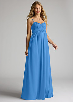 Azazie Llana Brautjungfernkleider für Schwangere A-Linie Chiffon Bodenlänge Kleid image1