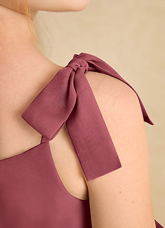 Azazie Jaci Blumenmädchenkleider A-Linie Spaghetti Riemen Chiffon Kleid Merlot image8