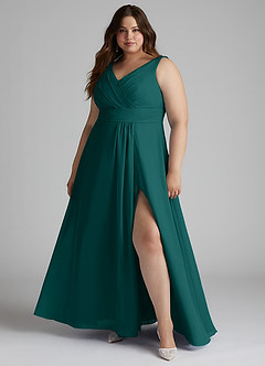 Azazie Karina Bridesmaid Dresses Peacock A-Line Pleated Chiffon Dress image6