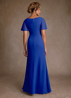 Azazie Suffolk Mère de la mariée Robes Robe Trapèze en Mousseline de soie Plissée Bleu Roi image3